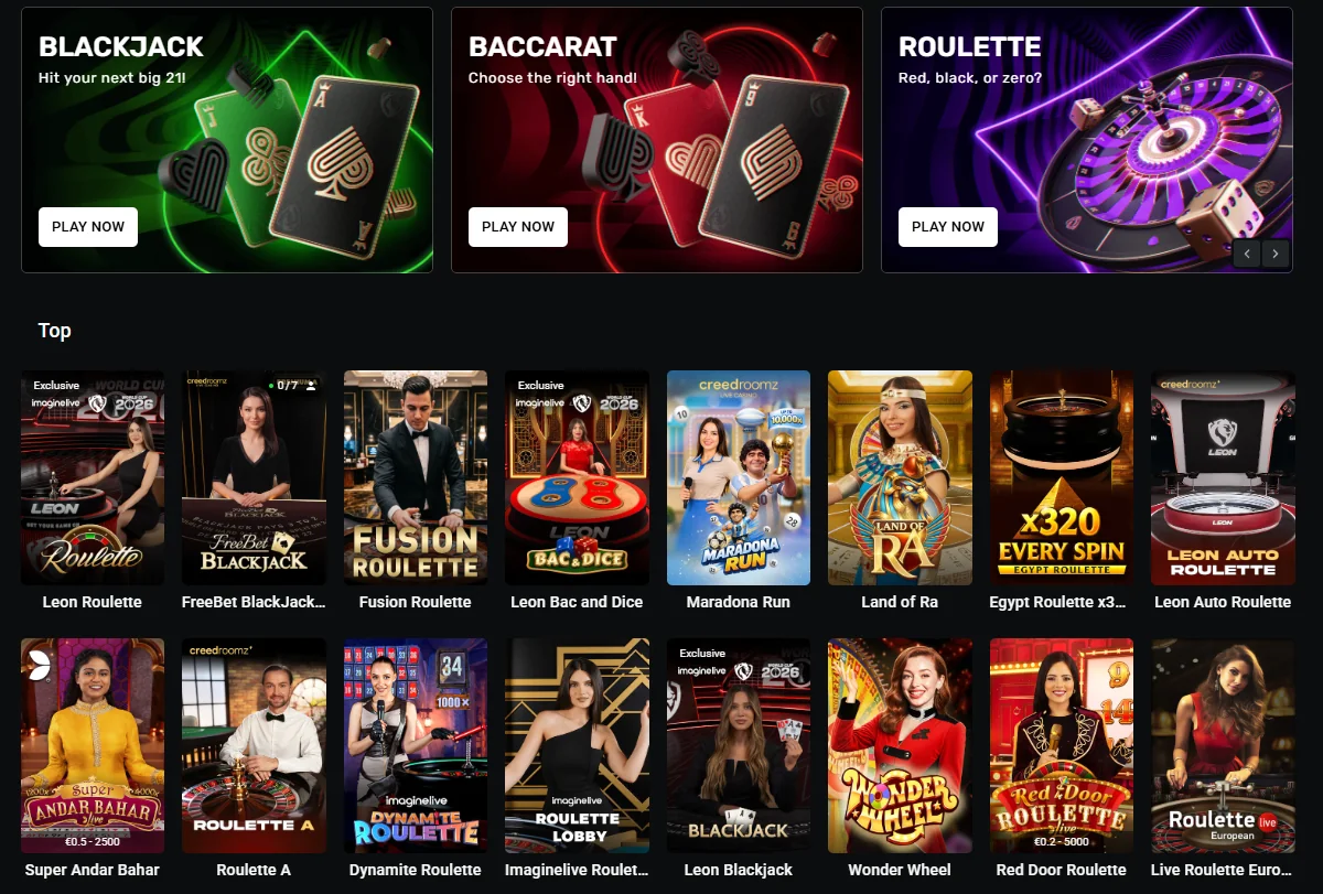 Live Casino в Leonbets